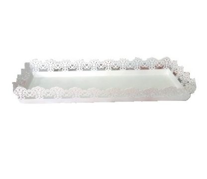 Vassoio decorativo shabby chic effetto pizzo