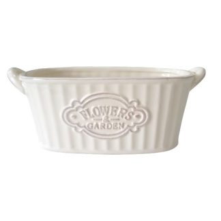 Vaso crema con scritta "Flower garden"