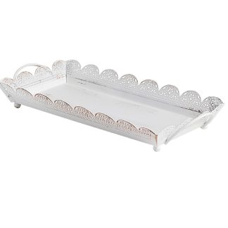 Vassoio effetto pizzo con manici shabby chic