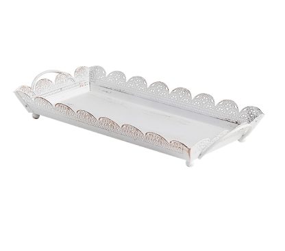 Vassoio effetto pizzo con manici shabby chic