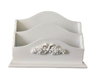Porta corrispondenza organizer da scrivania in legno shabby chic
