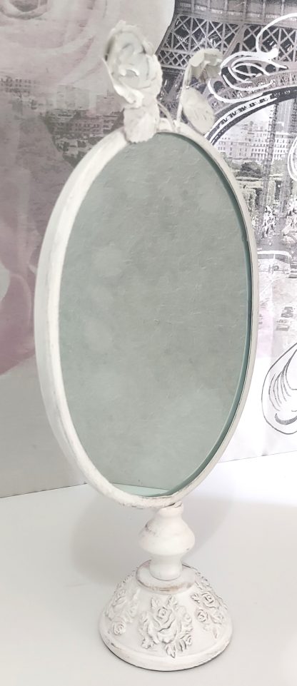 Specchio da tavolo ovale con fiori - immagine 2