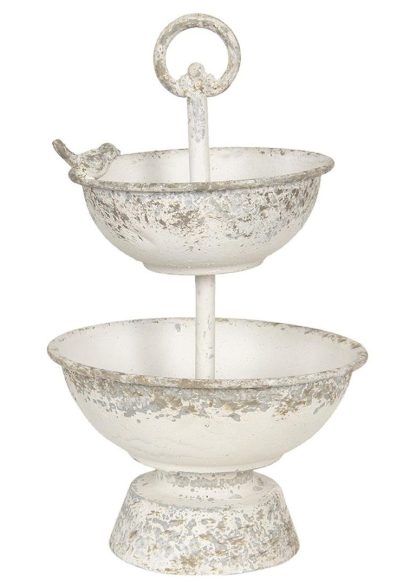 Alzata decorativa con uccellino shabby chic - immagine 2