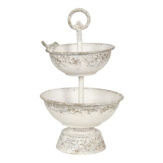 Alzata decorativa con uccellino shabby chic