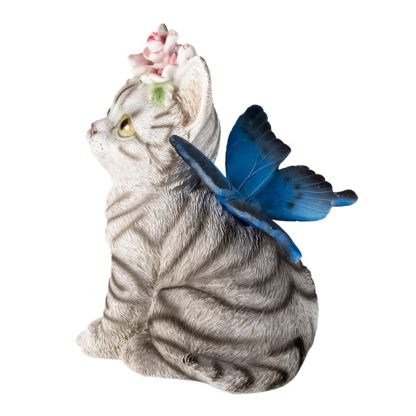 Gattino con farfalla e fiori - immagine 4