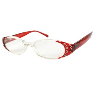 Occhiali da lettura rétro rossi con strass gradazione 2.00