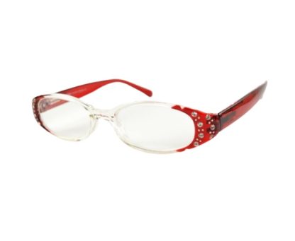 Occhiali da lettura rétro rossi con strass gradazione 2.00
