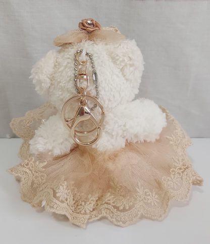 Orsetto decorativo con abitino in tulle rosa cipria - immagine 4