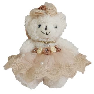 Orsetto decorativo con abitino in tulle rosa cipria