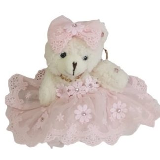 Orsetto decorativo con abitino in tulle rosa baby