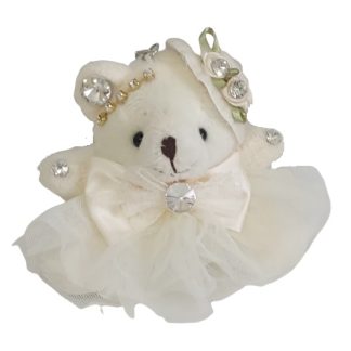 Orsetto piccolo con abitino in tulle panna e strass