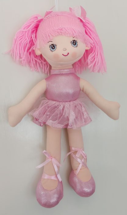 Bambola decorativa con vestitino rosa - immagine 4