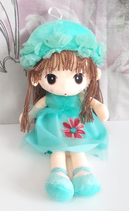 Bambola decorativa con vestitino verde smeraldo - immagine 3