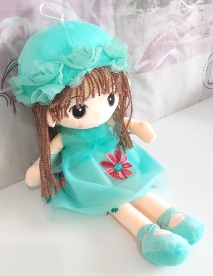 Bambola decorativa con vestitino verde smeraldo - immagine 4