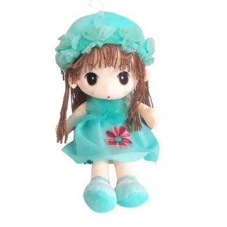 Bambola decorativa con vestitino verde smeraldo