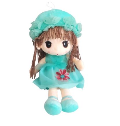 Bambola decorativa con vestitino verde smeraldo