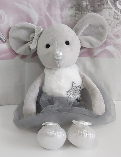 Peluche decorativo topo grigio con gonna in tulle - immagine 2