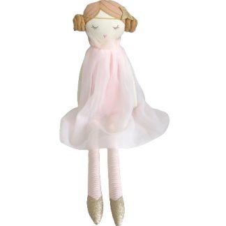 Bambola decorativa retro con vestitino rosa in tulle
