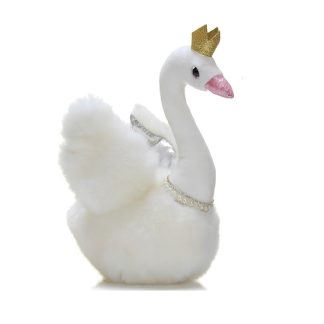 Peluche decorativo cigno bianco con corona