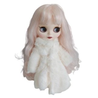 Bambola simile a Blythe completa di abiti e accessori capelli mossi rosa chiarissimo