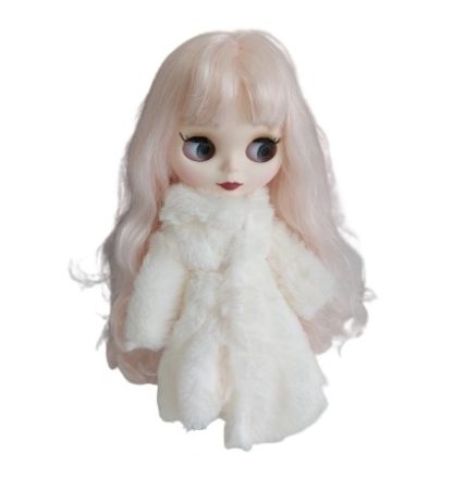 Bambola simile a Blythe completa di abiti e accessori capelli mossi rosa chiarissimo