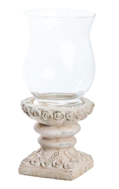 Portacandela con base intagliata a rose shabby chic - immagine 2