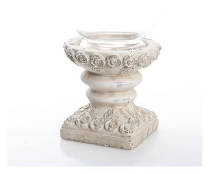 Portacandela con base intagliata a rose shabby chic - immagine 3