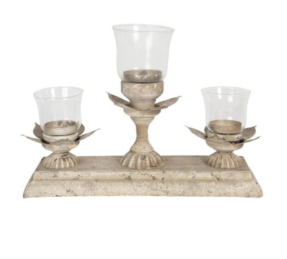Portacandele da tre candele shabby chic