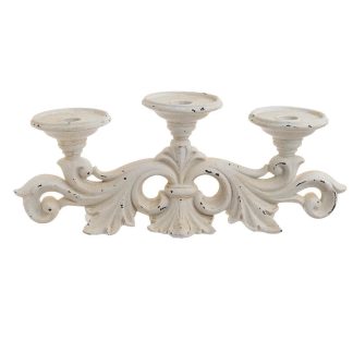 Portacandele da tre candele bianco shabby chic