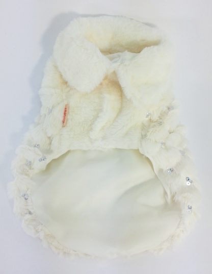 Cappotto bianco con fiocco e brillantini per piccolo cane o gatto - immagine 3