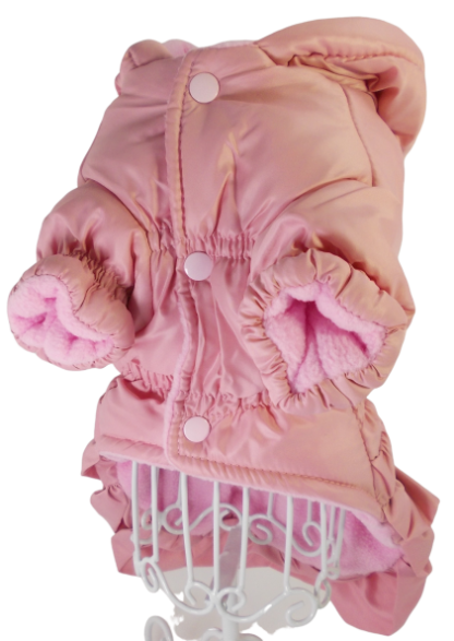 Piumino cappotto con volant rosa per piccolo cane o gatto - immagine 4