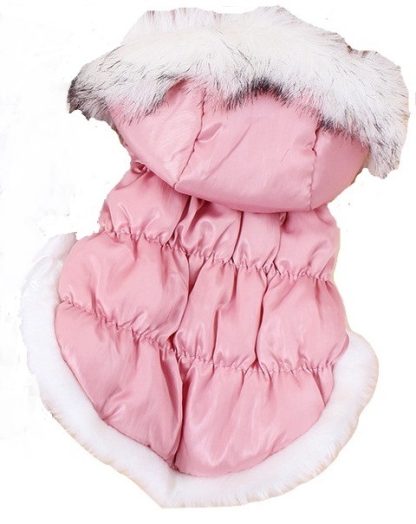 Piumino imbottito rosa con cappuccio per piccolo cane o gatto - immagine 4