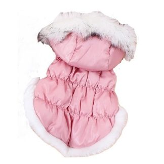 Piumino imbottito rosa con cappuccio per piccolo cane o gatto