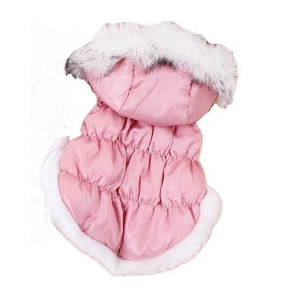 Piumino imbottito rosa con cappuccio per piccolo cane o gatto