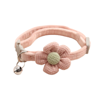 Collare rosa chiaro con fiore per gatti