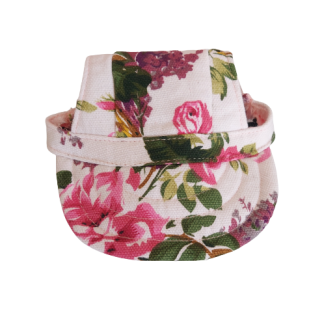 Cappello per cani bianco a fiori rosa