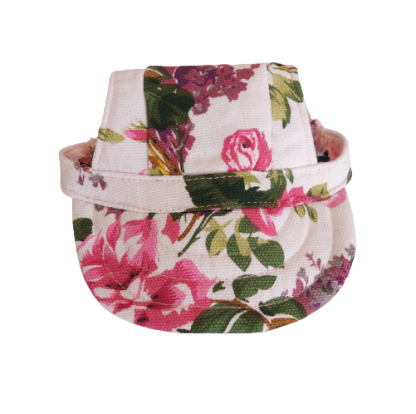 Cappello per cani bianco a fiori rosa