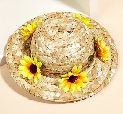 Cappello di paglia con fiori gialli per piccolo cane o gatto (Copia) - immagine 3