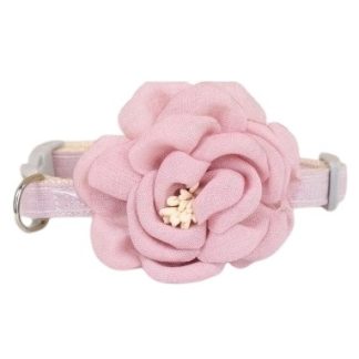 Collare rosa con fiore per gatti