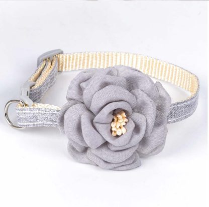 Collare grigio con fiore per gatti - immagine 2