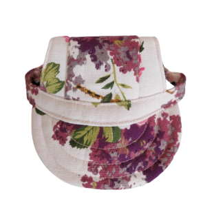 Cappello per cani bianco a fiori viola