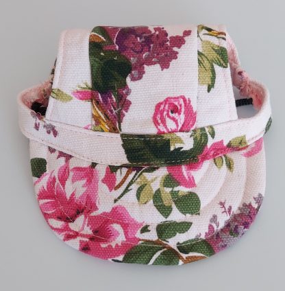 Cappello per cani bianco a fiori rosa - immagine 2