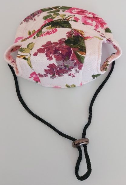 Cappello per cani bianco a fiori rosa - immagine 4