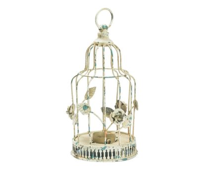 Gabbia portacandela con fiori shabby chic