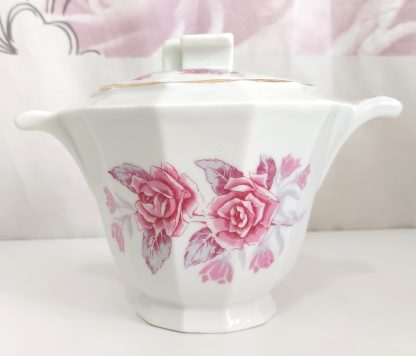 Zuccheriera bianca con rose - vintage - immagine 2