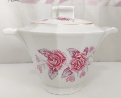 Zuccheriera bianca con rose - vintage - immagine 3