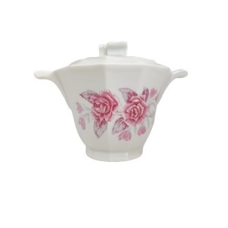 Zuccheriera bianca con rose - vintage