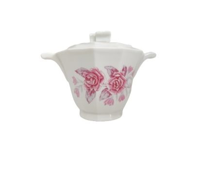 Zuccheriera bianca con rose - vintage