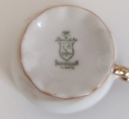 Coppia tazzine bianco e oro con fiore rosa - vintage - immagine 5