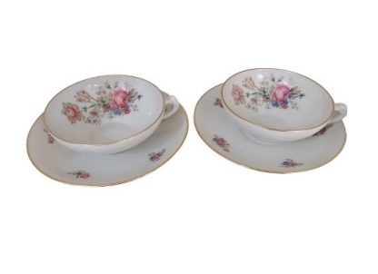 Coppia tazze da tè porcellana Limoges con piattino – vintage - immagine 2
